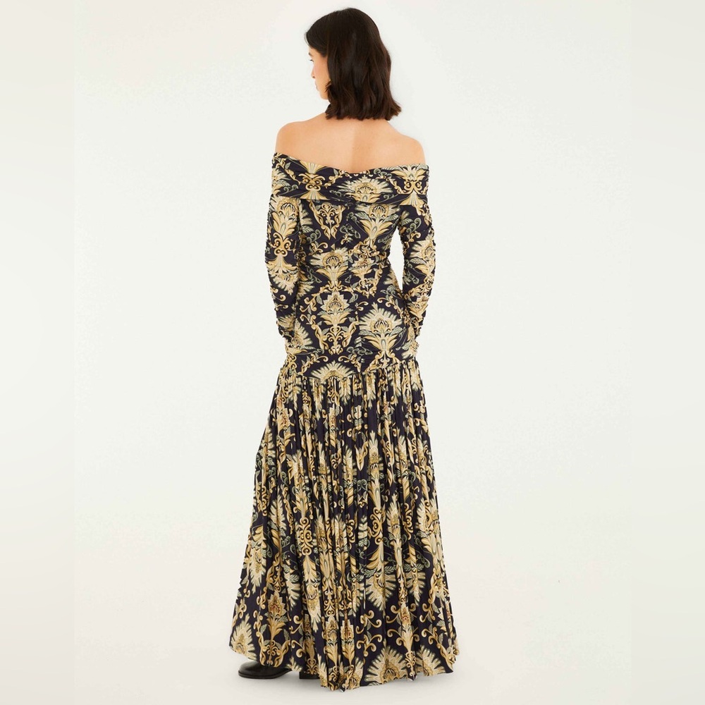 FARM Rio Black and Gold Off-Shoulder Maxi Dress - Picture 4 of 13